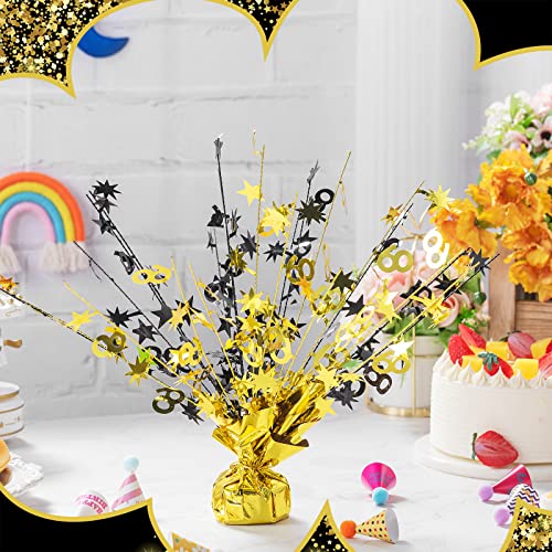 3 Pcs Happy 60th Birthday Table Decorations 60th Birthday Centerpieces for Table Metallic Gold Gleam 60th Wedding Annivers...