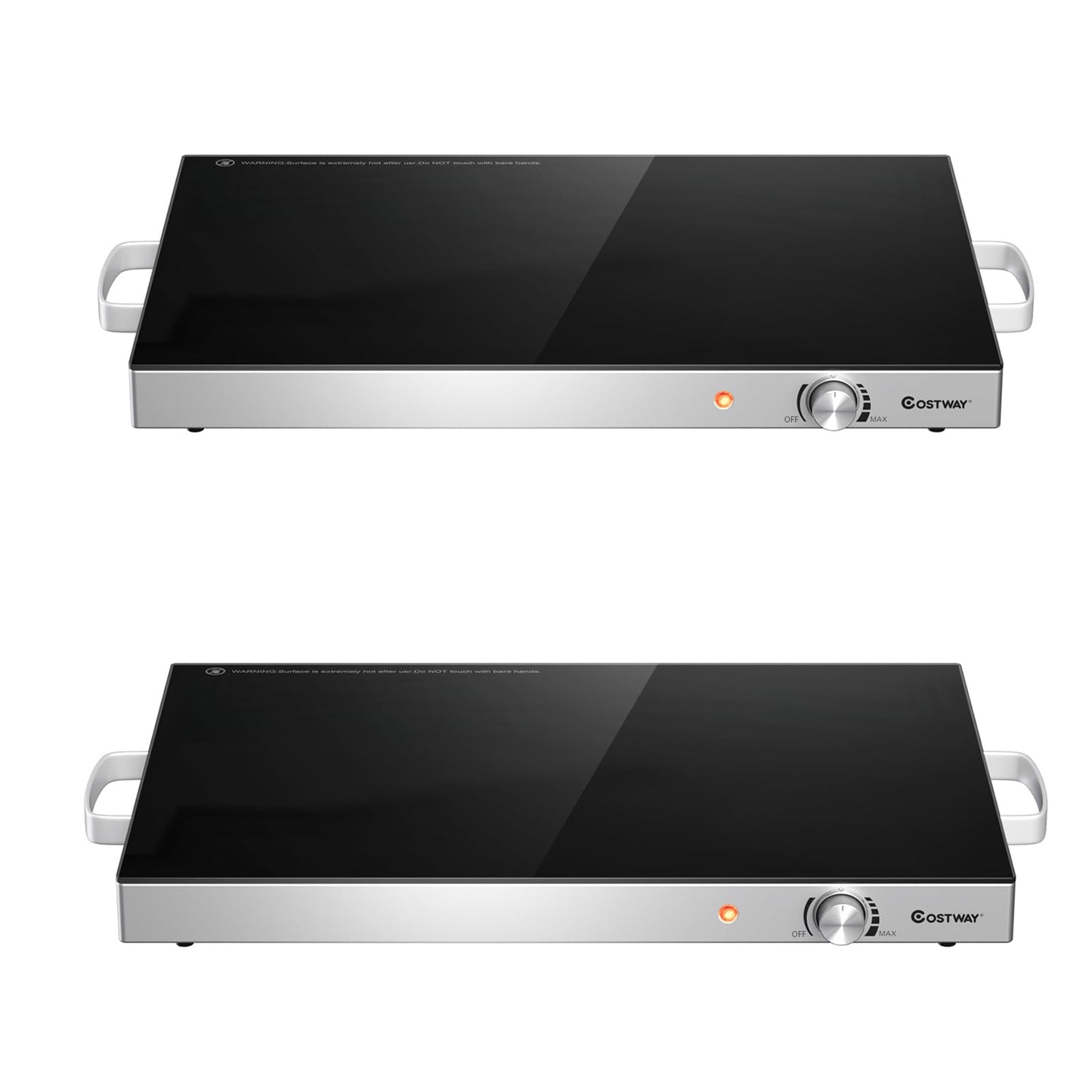COSTWAY Electric Food Warming Tray, 25" x 15" Food Warmer for Parties with Adjustable Temperature Control, ETL Certified, Tempered Glass Surface, Electric Hot Plate for Buffets, Restaurants (2)
