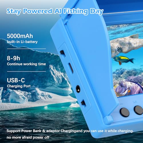 Underwater Fishing Camera 4.3 Inch IPS Monitor, Fish Finder with Infrared Night Vision Light, 1080P HD Fishing Camera with...