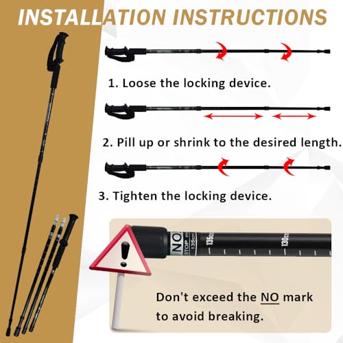 Hiking Poles - AYAMAYA Telescopic Collapsible Trekking Poles with Quick Twist Lock System - Lightweight Aluminum Alloy Tel...