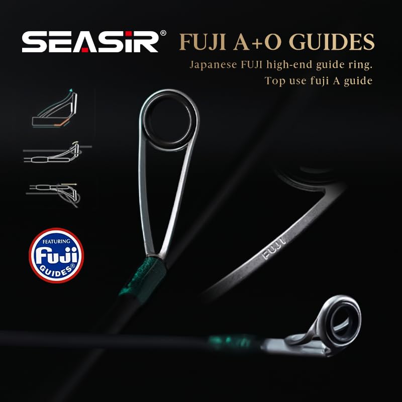 SEASIR Stream Fishing Rod, Ultralight Spinning Rod Travel Bait Casting Rod, 2 Piece, Fuji A O Ring Guide, Solid Wood Handl...
