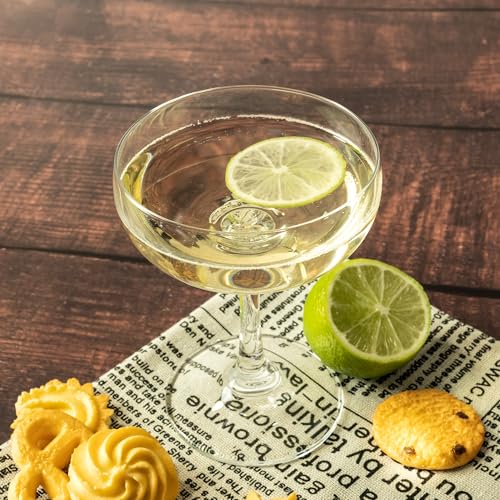YARYOUNG Set of 12 Crystal Champagne Glasses, 7 oz Elegant Coupe Glasses, Classic Cocktail Glass for Martini, Margarita, M...