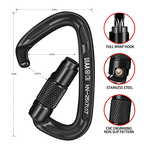 BEIFENG 25KN Auto Locking Carabiner - UIAA Certified Heavy Duty Climbing Carabiners for Rock Climbing, Camping, Rappellin...