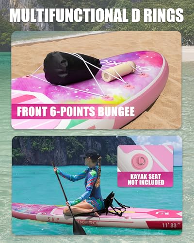 Dixero Inflatable Stand Up Paddle Board with SUP Accessories, Anti-Slip EVA Deck, 11'*33" Inflatable Paddle Boards for Adu...
