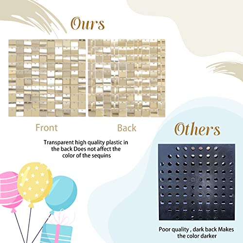LJIE-House Light Gold Sequin Backdrop Shimmer Wall Backdrop 3ftx4ft Photo Backdrops for Birthday Anniversary Wedding Engag...