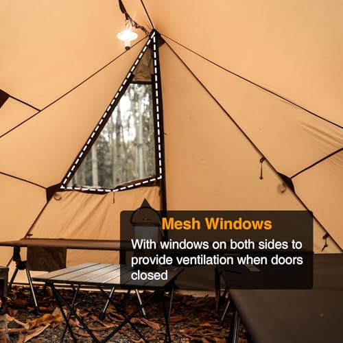 OneTigris ASH Canopy Hammock Hot Tent, Spacious Waterproof Windproof 4 Season Tent with Poles for Camping, Hiking, Bushcra...