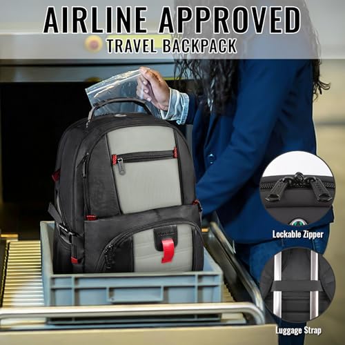 YOREPEK Travel Backpack, 50L Laptop Backpacks for Men Women, Water Resistant Airline Approved Bag with USB Charging Port F...