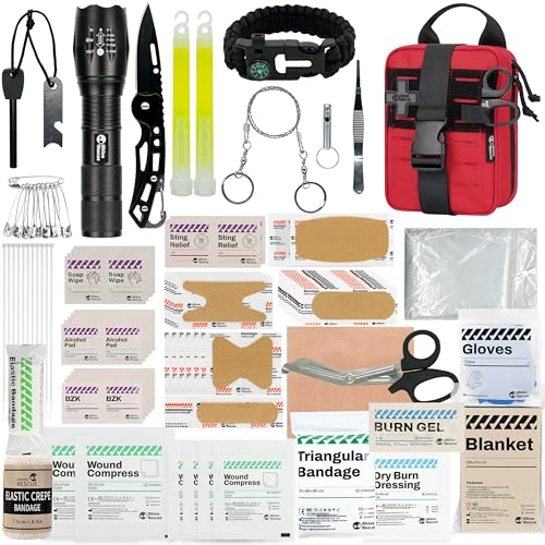 RHINO RESCUE Survival First Aid Kit, HSA/FSA Eligible, Emergency Kit Molle Pouch IFAK Medical Kit for Vehicles Car Camping...