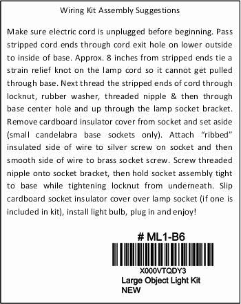 Creative Hobbies® ML1-B6 Large Christmas Tree Wiring Kit, 40 watt Bulb, Standard (Edison) Base, Great for Lighting Large Size Objects (Pack of 2)