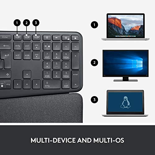 Logitech Ergo K860 Split Wireless Keyboard for Business - Ergonomic Design, Secured Logi Bolt Technology, Bluetooth, Globa...