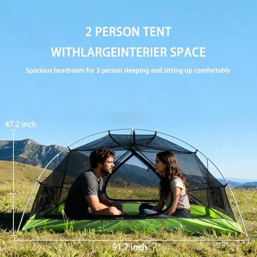 CANTUO 2 Person Backpacking Tent 3 Season Camping Tent Ultralight Waterproof Windproof Easy Set Up for Outdoor Hiking Cycling