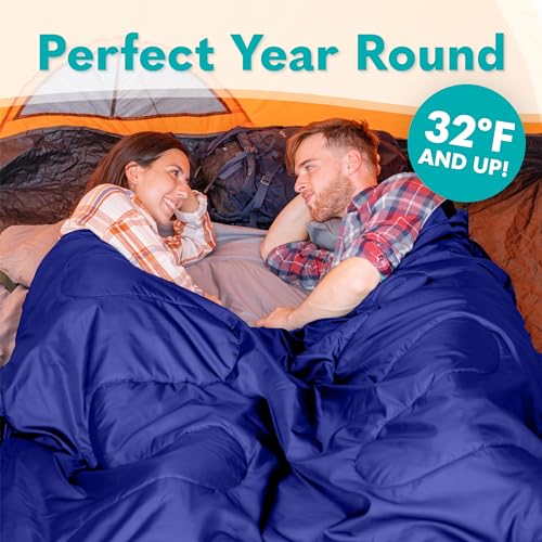 Sleepingo Double Sleeping Bags for Adults Backpacking, Camping, or Hiking - Waterproof Queen Sleeping Bags for Adults or T...