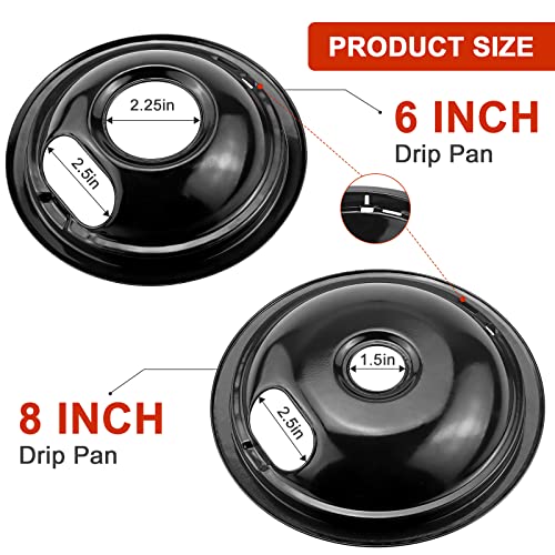 W10290350 W10290353 Black Porcelain Burner Drip Pans By AMI PARTS - Replacement for Whirl-pool Electric Range Cooktop - In...