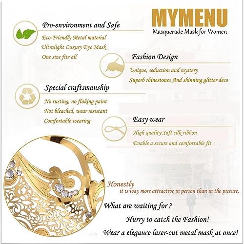 Couple Masquerade Mask for Women Men Laser Cut Metal Mask Venetian Mask for Party Ball