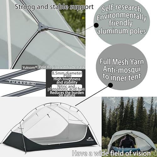 Naturehike Star River UL Lightweight 2 Person Tent for Camping 15D Ultralight Silicone Coated Fabric Weighs only 50.82oz C...