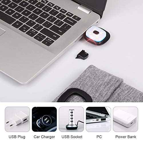 YunTuo LED Beanie with The Light, Unisex USB Rechargeable Headlamp Winter Knitted Cap Gifts for Men Dad Husband Him