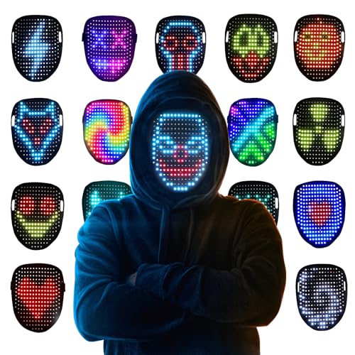 Mr.Pang LED Mask Light up Mask with Gesture Sensing, Cool Face Transforming Mask, Perfect Gifts for Halloween Christmas Bi...