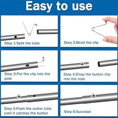 INCREWAY Tent Pole Clips, 20PCS Kayak Paddle Spring Snap Clips, Carbon Steel Tent Pole Push Button Spring Clips for Campin...