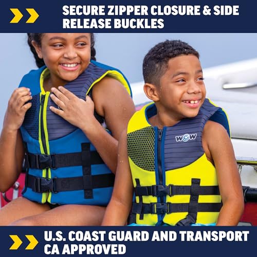 Wow Sports Kids Life Jacket, US Coast Guard Approved Life Vest for Fishing, Kyaking, & Boating PFD