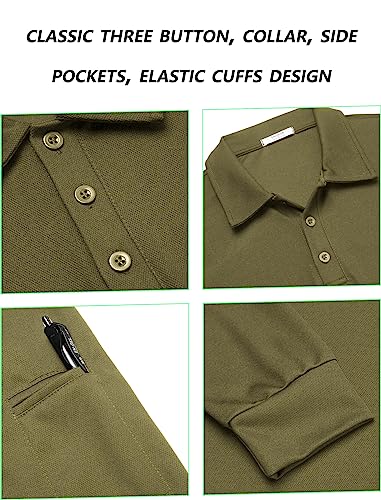 Deyeek Men's Polo Shirts Long Sleeve Golf Polo Shirts for Men Quick Dry UPF 50+ Sun Protection Polos Casual Collared Shirts