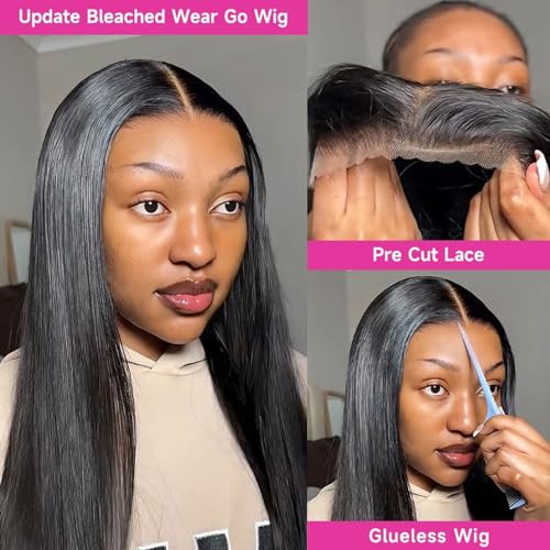 5x5 Hd Lace Closure Wigs Human Hair 26 Inch Glueless Wigs Human Hair Pre Plucked Pre Cut Density 200 Wigs Human Hair Glueless Wear and Go
