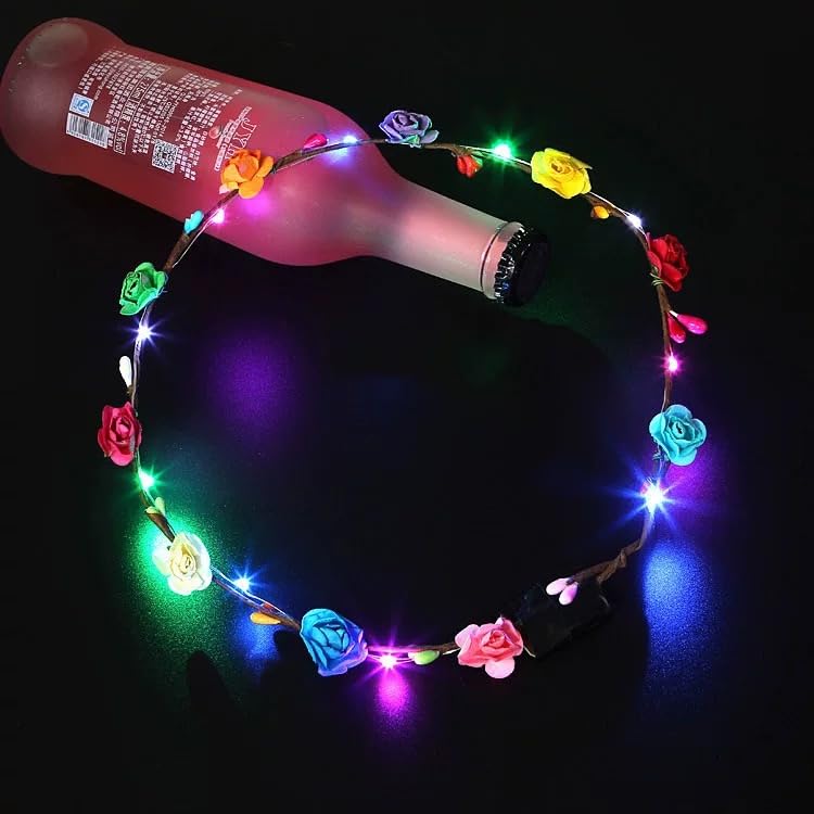 LEEMASING Led Light Women Flower Girl Headband Glow Blinking Crown Hair Wreath For Girls Women Wedding Festival Christmas ...