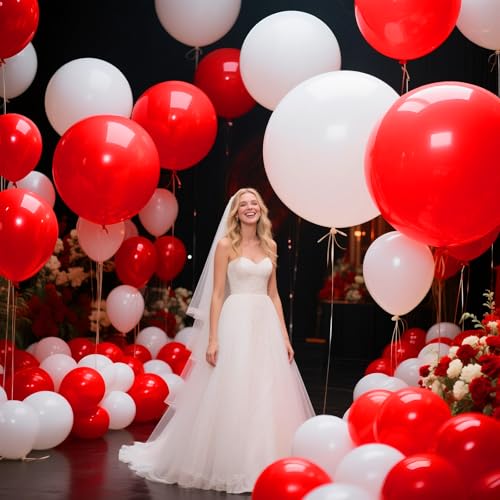 White Balloons 18 Inch 12 Pack Large Latex Party Balloons Round Helium Balloon for Wedding Birthday Party Baby Shower Enga...