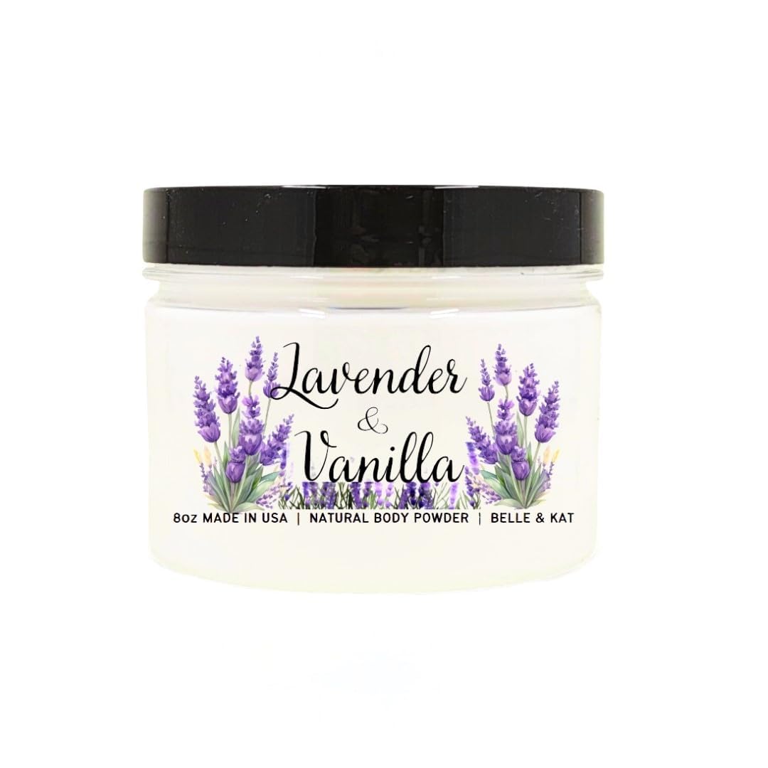 Lavender & Vanilla Scented - Body Dusting Powder for Men & Women - 8oz Container - Talc Free