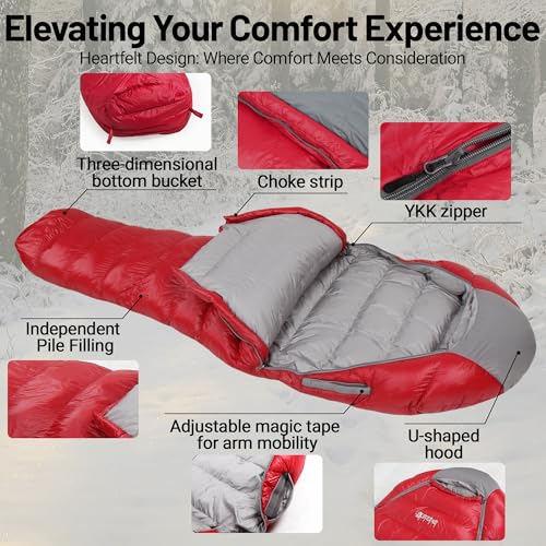 Himalaya 0 Degree Sleeping Bag for Adult Ultralight Down, -20°F-40°F, Cold Weather, Autumn & Winter, Hiking Backpacking Sl...