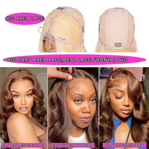 Chocolate Brown Lace Front Wigs Human Hair Body Wave 26 Inch #4 13x4 HD Transparent Brown Lace Front Wig Human Hair Wear and Go Glueless Wig Pre Plucked Colored HD Lace Frontal Wigs For Black Women