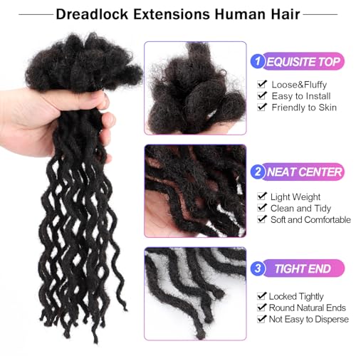 Curly Wave Loc Extensions Human Hair 0.4cm&0.6cm width 6-18 inch 10,30 strands 100% human hair locs extensions for men women Handmade Permanent Dread Extensions0.6cm 12inch 30strands
