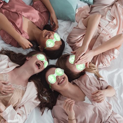 Skicuff 12 Pcs Cucumber Eye Pads Gel Eye Masks Cooling Heating Eye Pads Spa Party Favors Sleepover Slumber Party Supplies
