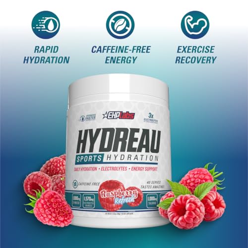 EHP Labs Hydreau Electrolytes Powder No Sugar - Hydration Powder for Endurance & Energy - Electrolyte Powder for Men & Wom...