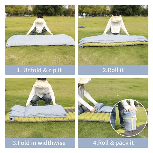 NewDoar Ultralight Backpacking Sleeping Bag - 50-70°F, 1.5lbs, Waterproof & Machine Washable, 2-Way Zipper for Teens,Coupl...