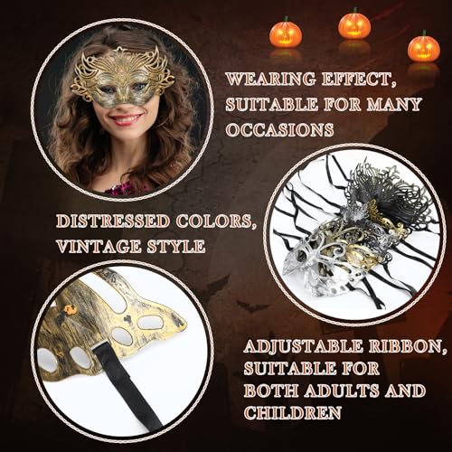 Sratte 60 Pcs Halloween Masquerade Mask Bulk Vintage Antique Masks Adults Party Venetian Masks for Carnival Party Cosplay