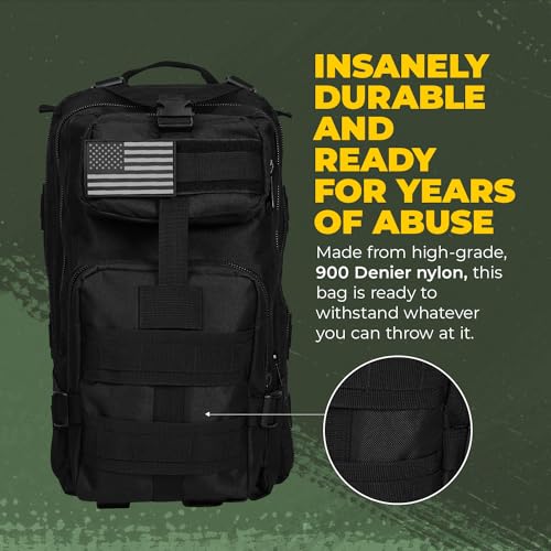 MODERN NEEDS 20L Tactical Backpack | 7 Compartments | Padded Comfort | Heavy-Duty Nylon | Survival & Camping