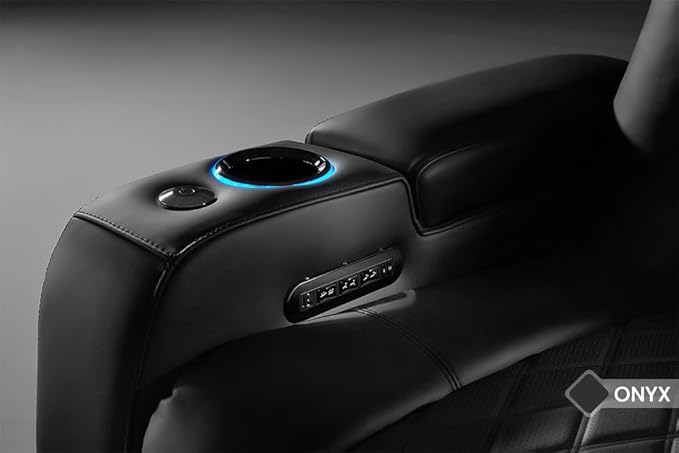 Valencia Tuscany Home Theater Seating Semi-Aniline Italian Nappa 20000 Leather Ultimate Luxury Heat & Ventilation Power Recliner Power Lumbar and Headrest (Row of 3, Onyx)