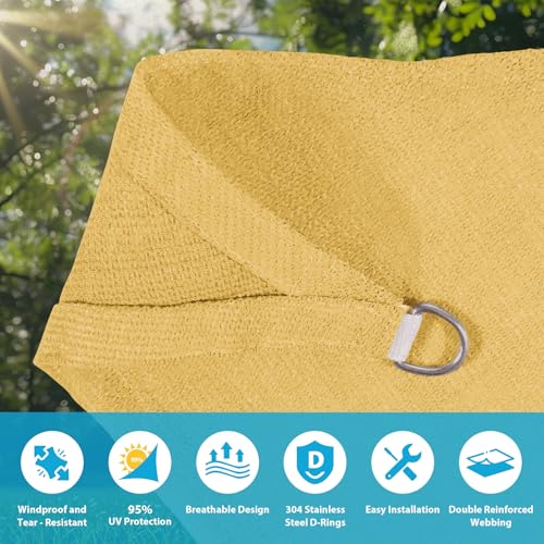 Amagenix Sun Shade Sail 16'X20' Curved Edge Outdoor Shade Canopy Sand Breathable 95% UV Block Shade Cloth for Patio Garden...