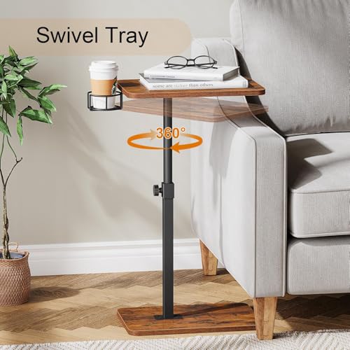 Giikin TV Tray Table, 360° Swivel Height Adjustable TV Trays for Eating on Couch,Sofa Armrest Side Table for Small Spaces ...