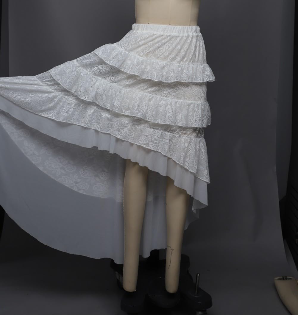 Apocrypha Women Victorian Pirates Skirt Renaissance Vintage Gothic Retro Costume (Small, White)