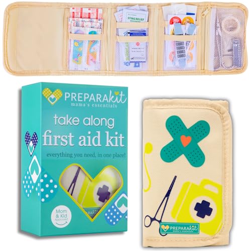 PreparaKit Travel First Aid Kit for Kids - Mini First Aid Kit for Car, Purse, Backpack, or Diaper Bag - 75 Piece Travel Me...
