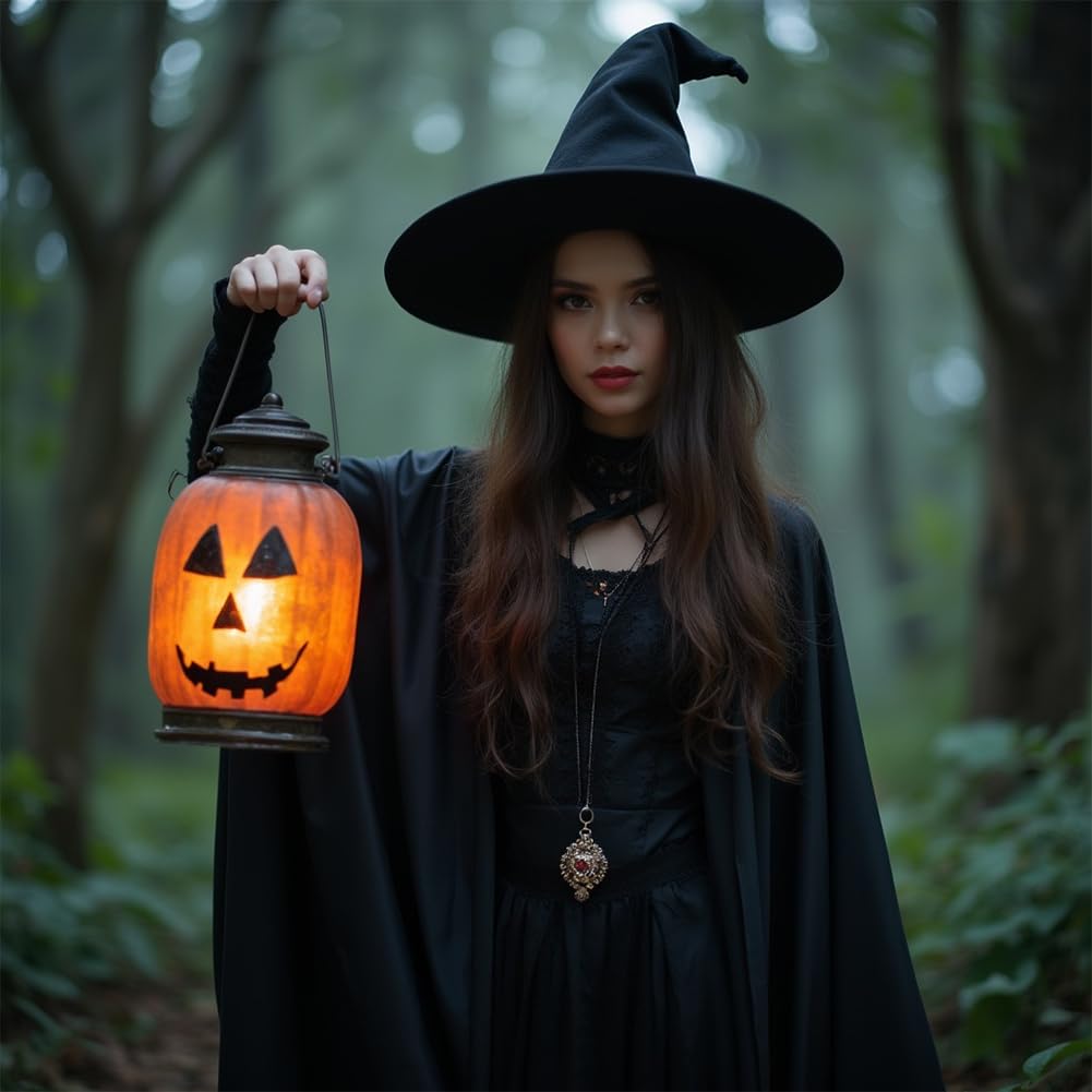 VALOZENC Adult Wizard Hat Black Large Witch Sorcerer Hat Halloween Costume Accessories for Cosplay