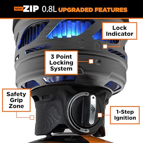 Jetboil Zip 0.8L Portable Fast Boil Stove with Easy-Turn Knob Igniter for Backpacking and Camping, New for 2025, Propane/I...