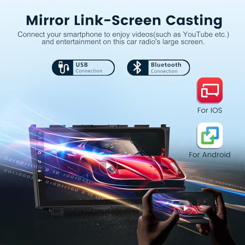 2G+64G Android Car Stereo for Honda CRV 2007-2011 with Wireless Carplay/Android Auto with WiFi GPS Navigation, 9" Touchscr...