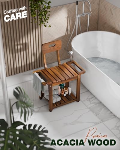 BLUEWEST 23.4'' Shower Chair with Backrest Bath Chair for Inside Shower or Tub, Heavy Duty 450 lbs Support, Non-Slip Feet,...