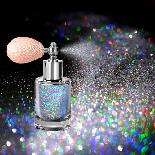 Boko Body Glitter Spray, Holographic Silver Glitter Spray for Body Face Hair Nail Clothes, Hair Glitter Body Shimmer Powde...