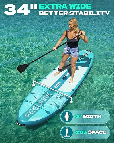 Feelfire 11‘x34 Extra Wide Dual SUP Bundle | 420lbs Capacity | Military-Grade PVC | 11' Inflatable Paddle Boards + Full Ac...