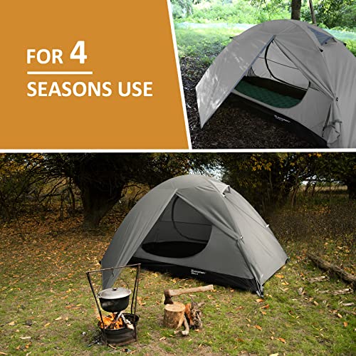 Bessport Camping Tent 1/2 Person Tent Waterproof Two Doors Backpacking Tent Easy Setup Lightweight for Outdoor, Hiking Mou...