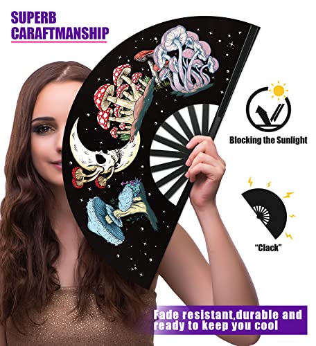 Fans for Line Dancing- Rave Fan - Larger Folding Clack Handheld Fan for Men/Women EDM, Halloween Costumes Shirts Pajamas S...