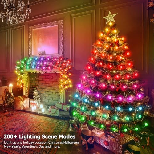 KepStars 33ft Globe String Lights, 66 LED RGB Color Changing String Fairy Lights, Smart APP & IR Remote Control, 200+ Scen...